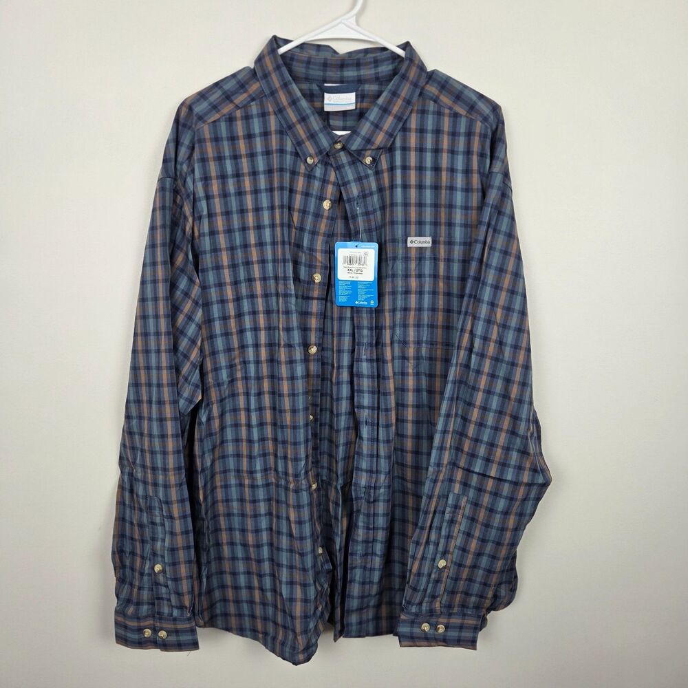 Columbia Rapid Rivers II Long Sleeve Shirt Mens XXL Grey Plaid NEW AM7968-032